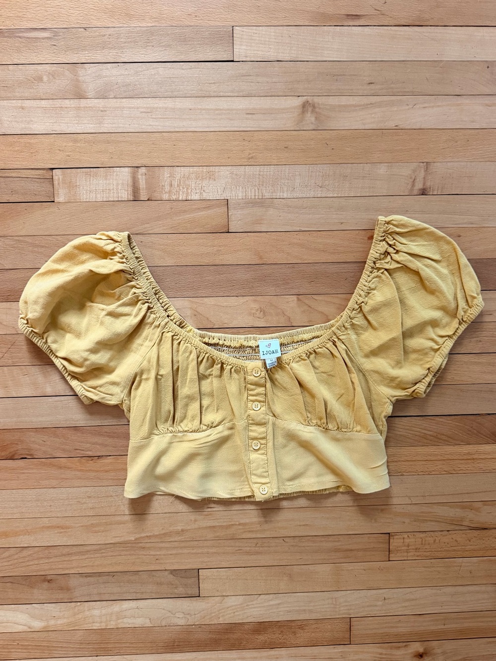 Yellow Puff Sleeve Crop Top